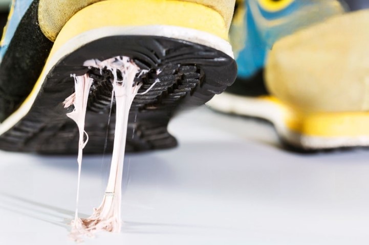 méthode pour enlever un chewing-gum collé à une chaussure.