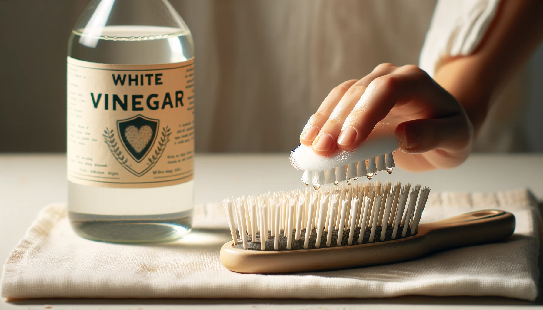 vinaigre blanc + brosse à cheveux = désinfection