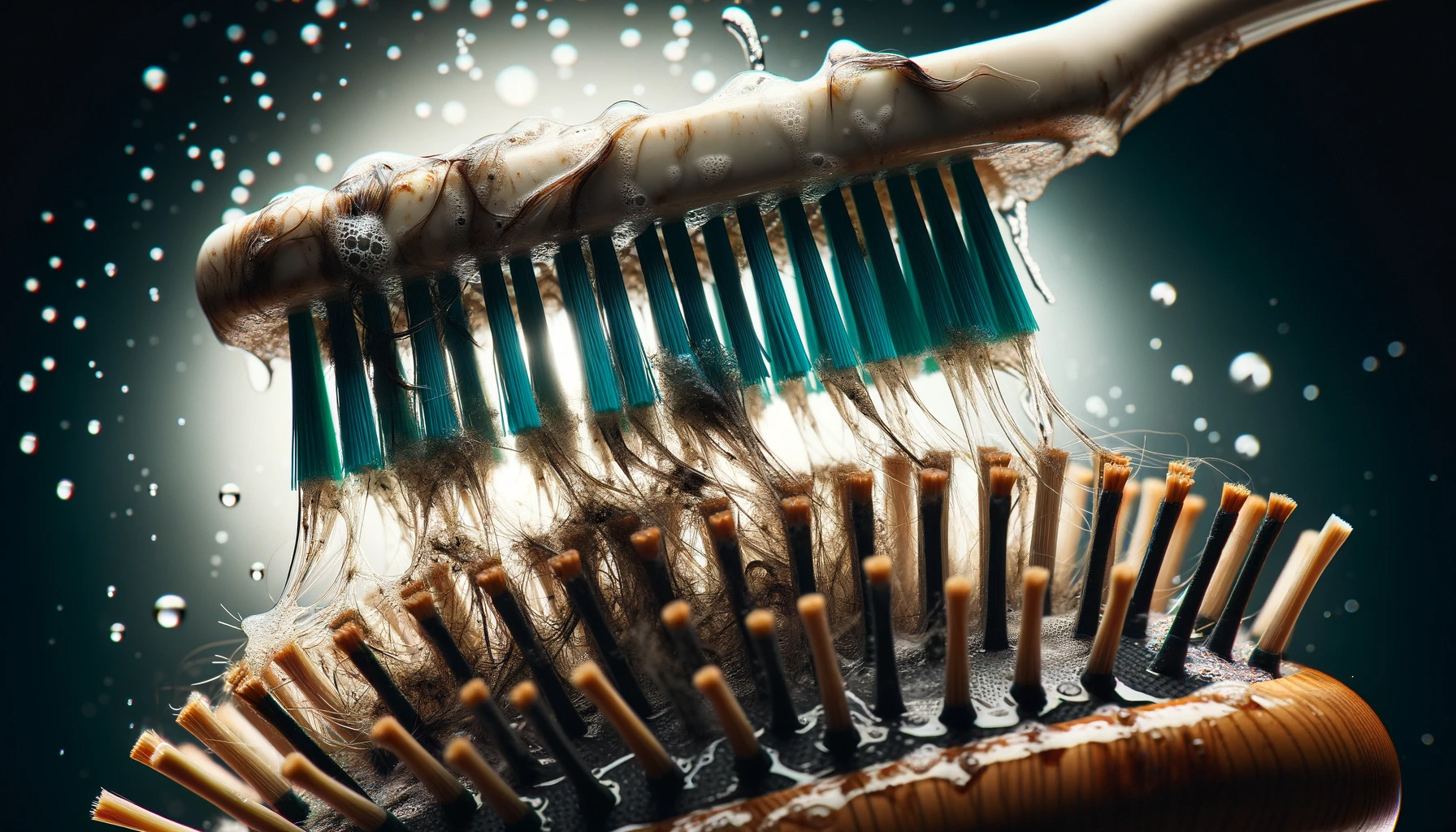 nettoyer votre brosse à cheveux avec une brosse à dents