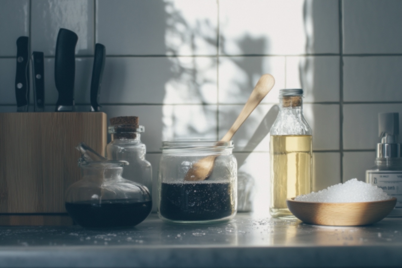 vinaigre soude et savon noir pour nettoyer la tomette